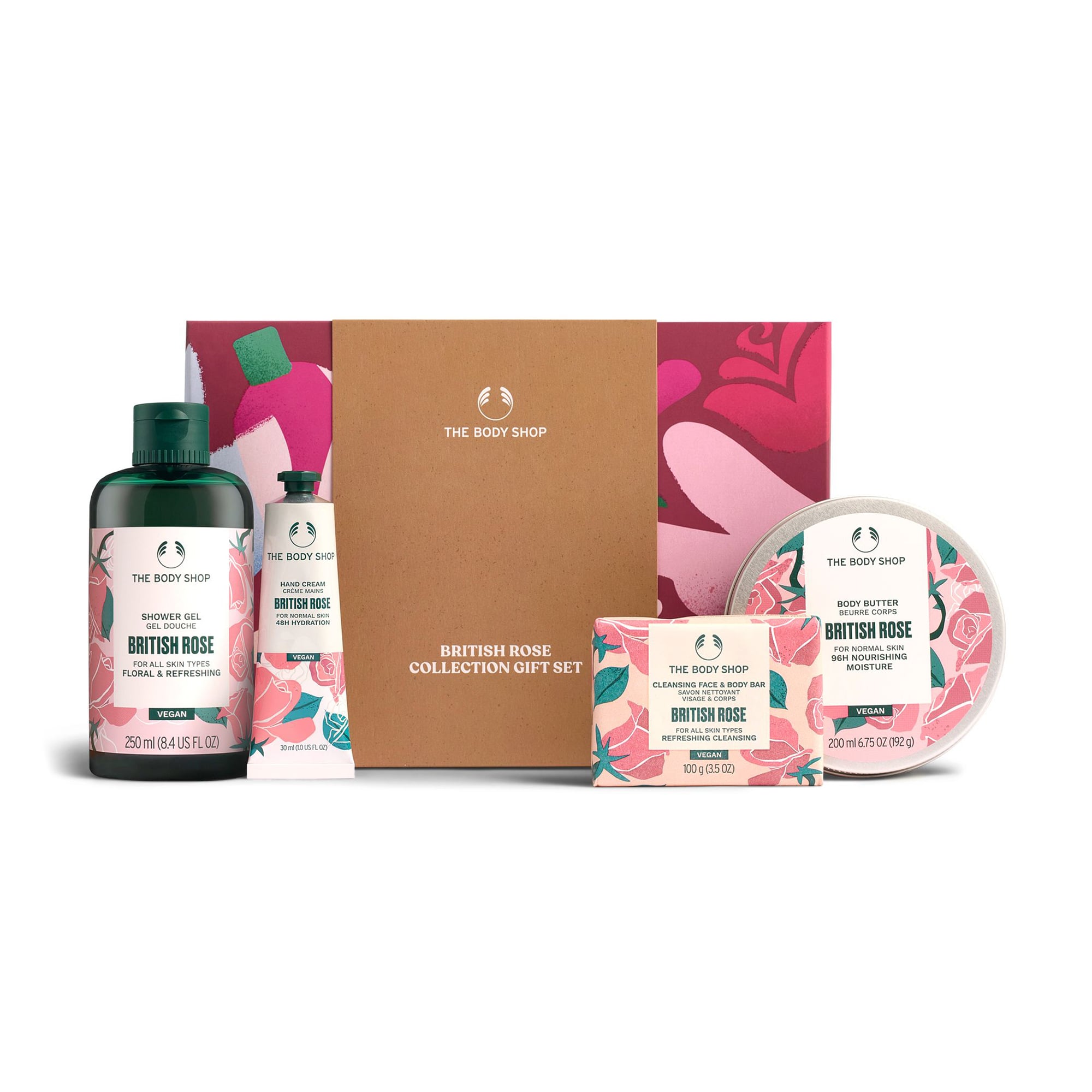 Подарунковий набір The Body Shop Британська троянда (гель для душу, 250 мл + масло для тіла, 200 мл + крем для рук, 30 мл + мило, 100 г)